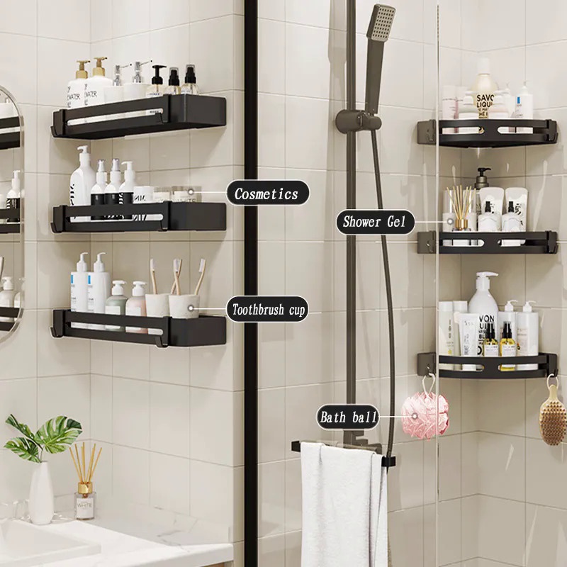 #@Free Punch Aluminum Bathroom Toilet Storage Rack Hanger Corner Shelf ...