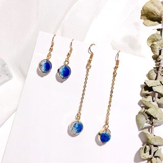 Korean version of the new blue sweet earrings long fashion earrings simple temperament personality fashion earrings wholesale