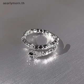 Aa แหวนแฟชั่น รูปงู สัตว์เลื้อยคลาน ปรับได้ สไตล์พังก์ โกธิค ของขวัญวันเกิด สําหรับผู้ชาย ผู้หญิง