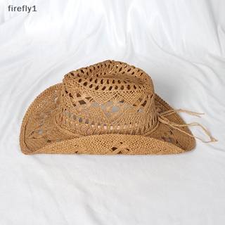 [Firefly] หมวกฟางถักโครเชต์ แฮนด์เมด สไตล์คาวบอย สําหรับผู้หญิง และผู้ชาย 1 ชิ้น