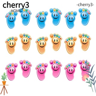 Cherry3 สติกเกอร์ไวนิล ลายรอยเท้าสัตว์ หน้ายิ้มน่ารัก มีกาวในตัว สําหรับติดตกแต่งพื้นเด็ก 30 คู่