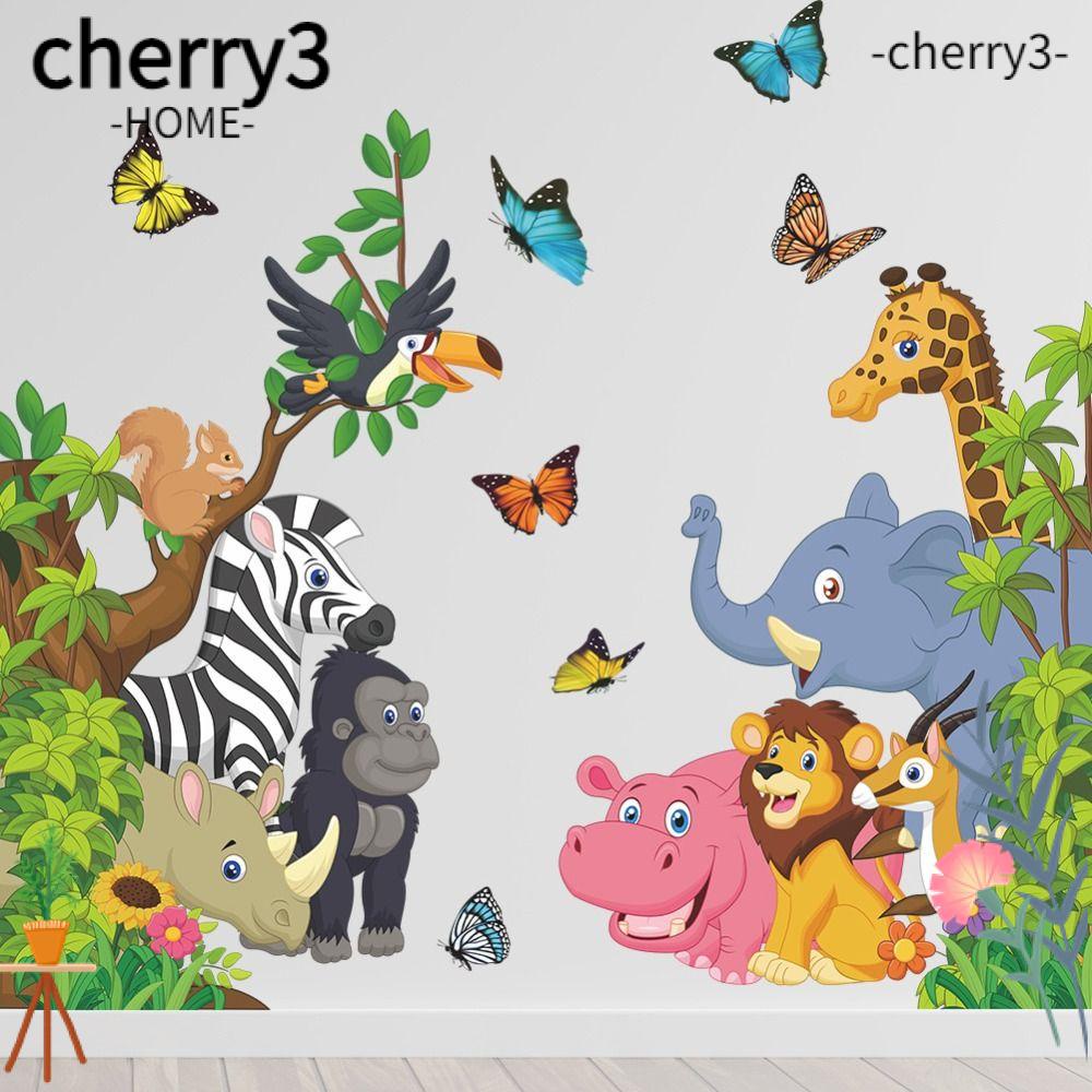 cherry3-สติกเกอร์ไวนิล-ลายการ์ตูนสัตว์ป่า-diy-สําหรับตกแต่งผนัง-ห้องนั่งเล่น-ห้องเด็กเล่น