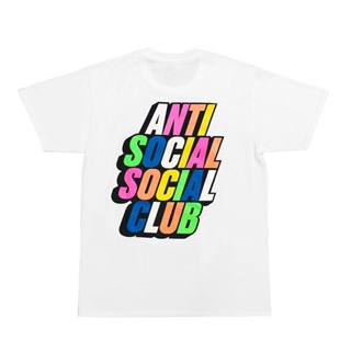 เสื้อยืดแขนสั้น พิมพ์ลายตัวอักษร Assc Anti Social Social Club สีรุ้ง สามมิติ