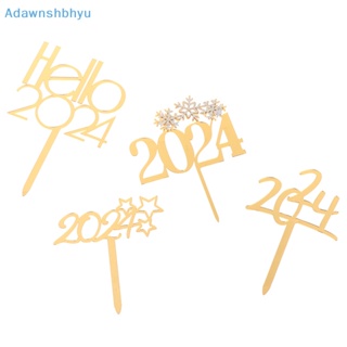 Adhyu ป้ายไม้จิ้มฟันอะคริลิค ลาย Happy New Year สําหรับตกแต่งเค้ก งานแต่งงาน ปาร์ตี้คริสต์มาส 2024 1 ชิ้น