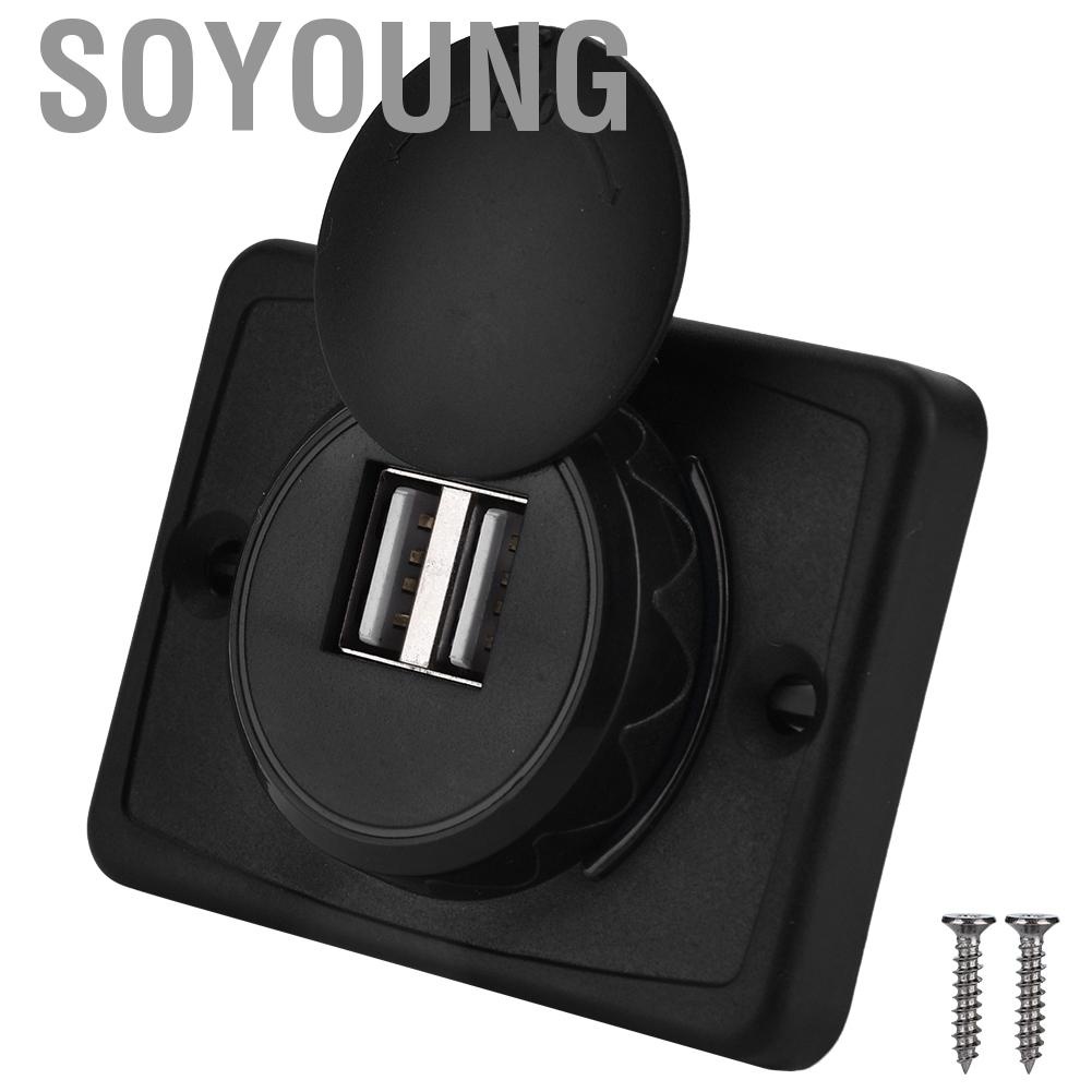 Soyoung 3.1A Car Dual Black ABS USB Port Socket Outlet 12V | Shopee ...