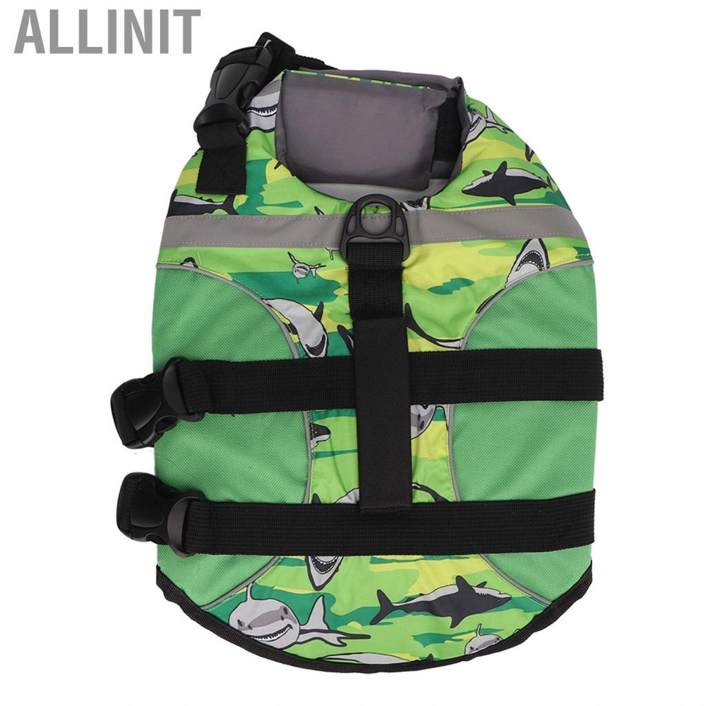 Allinit Jacket Vest Dog Life Adjustable Reflective Floatation Swimming with Strong Handle for