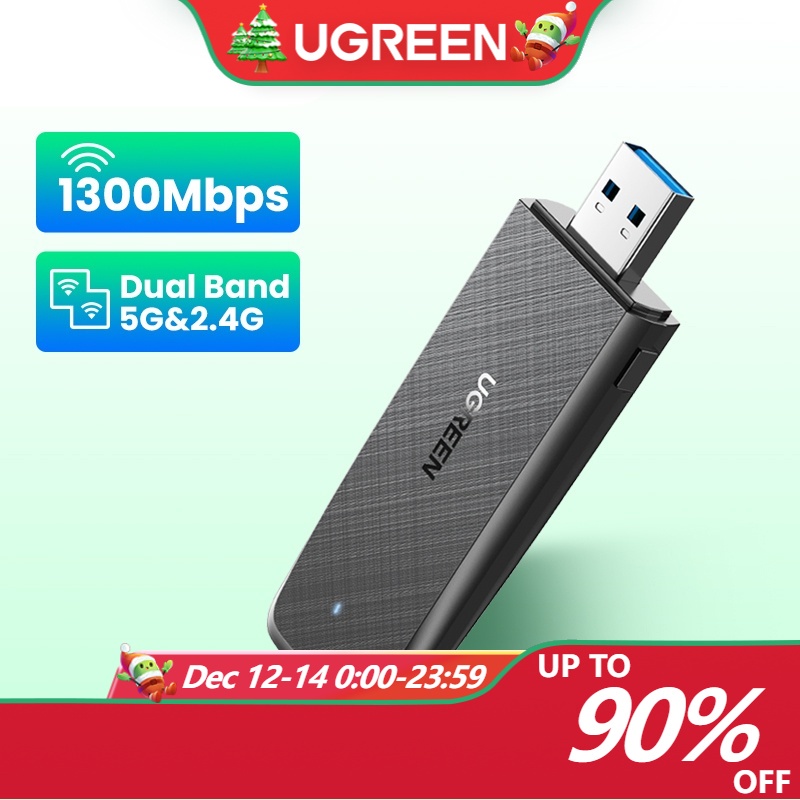 ภาพหน้าปกสินค้าUgreen อะแดปเตอร์เครือข่าย WiFi ไร้สาย 1300Mbps ปลั๊ก USB 2.4G และ 5G สําหรับคอมพิวเตอร์ PC