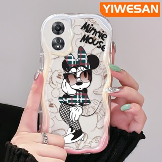 เคสโทรศัพท์มือถือ ซิลิโคนใส กันกระแทก ลายการ์ตูนมินนี่ เวฟบอร์เดอร์ สีครีม สําหรับ OPPO A58 5G A58X 5G A78 5G A1X 5G A55 5G A98 5G F23 5G A1 5G