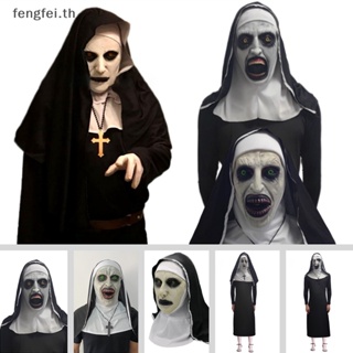 Fengfei หน้ากากยาง รูป The Horror Scary Nun น่ากลัว พร้อมผ้าพันคอ สําหรับแต่งคอสเพลย์ฮาโลวีน