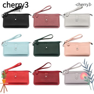 Cherry3 กระเป๋าสตางค์ ใบยาว มีซิป ใส่เหรียญได้หลายตําแหน่ง แฟชั่นสําหรับสตรี