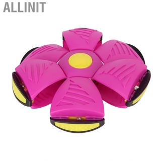 Allinit Pet Flying Saucer Ball  Stress Relieving Flexible 6 Lights Dog Toy Promote  Development Wear Resistant for Indoor Pets