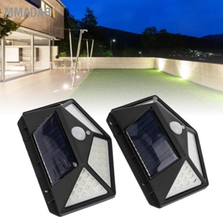 MMADAR 2 ชิ้น Solar Motion Sensor Light 4 ด้าน 100 LEDs ความสว่างสูงกันน้ำกลางแจ้งโคมไฟติดผนังพลังงานแสงอาทิตย์