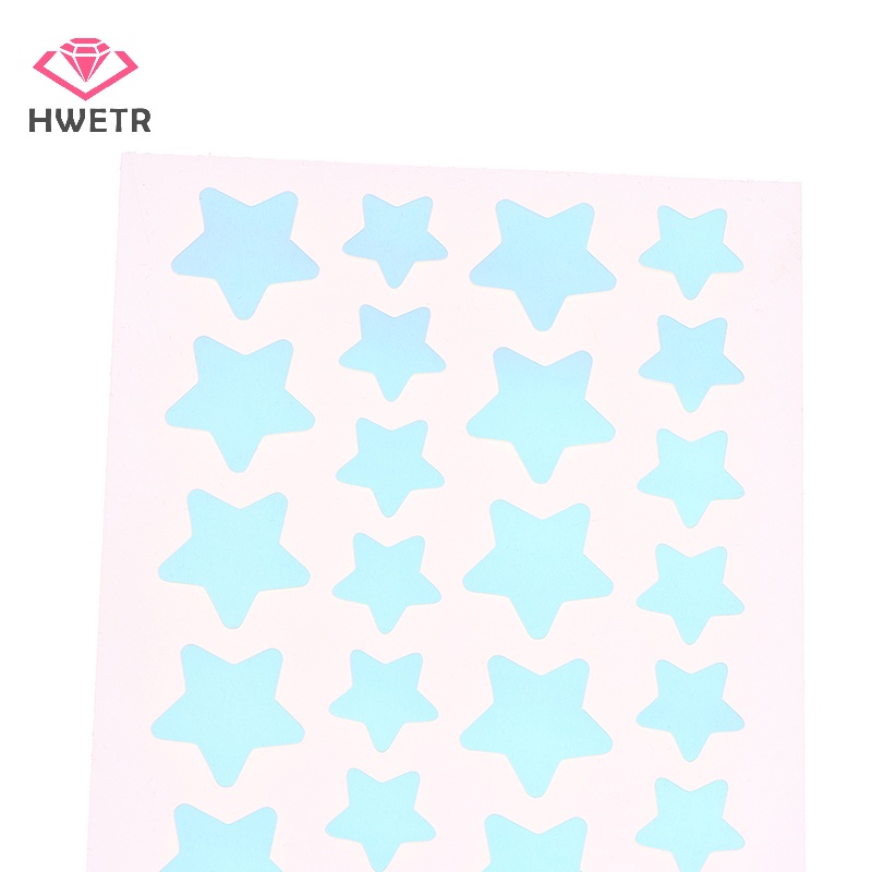 hwetr-แผ่นสติกเกอร์เลเซอร์-รูปหัวใจ-ดาว-หลากสี-สําหรับกําจัดสิว-ดูแลผิวหน้า