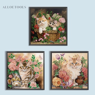 ชุดงานจิตรกรรมเม็ดบีด ทรงเพชร 5D รูปดอกไม้ แมว DIY สําหรับตกแต่ง [alloetools.th]