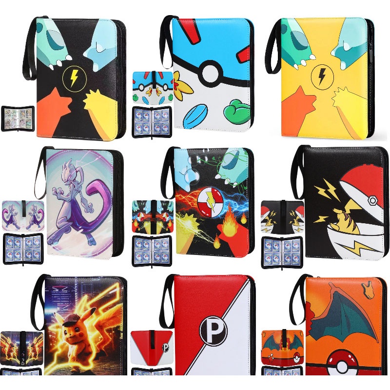 400pcs Pokemon Card Holder Album Pikachu Anime 4 Grids 50 Pages Storage