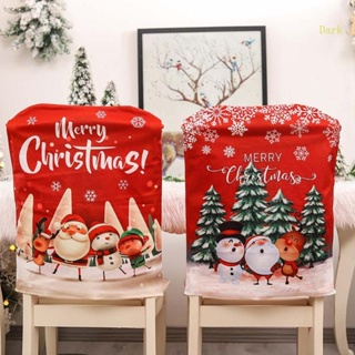 ผ้าคลุมเก้าอี้รับประทานอาหาร ลายซานต้าคลอส สโนว์แมน กวาง คริสต์มาส สําหรับวันหยุด บ้าน