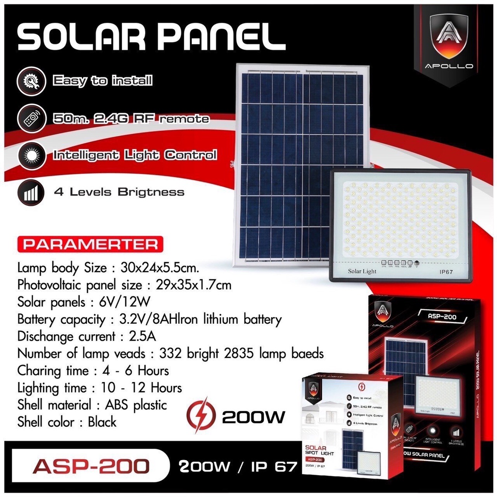 Apollo SOLAR PANEL Spot Light ไฟโซล่าเซลล์ ไฟสปอตไลท์พร้อม โซล่าเซลล์ ...