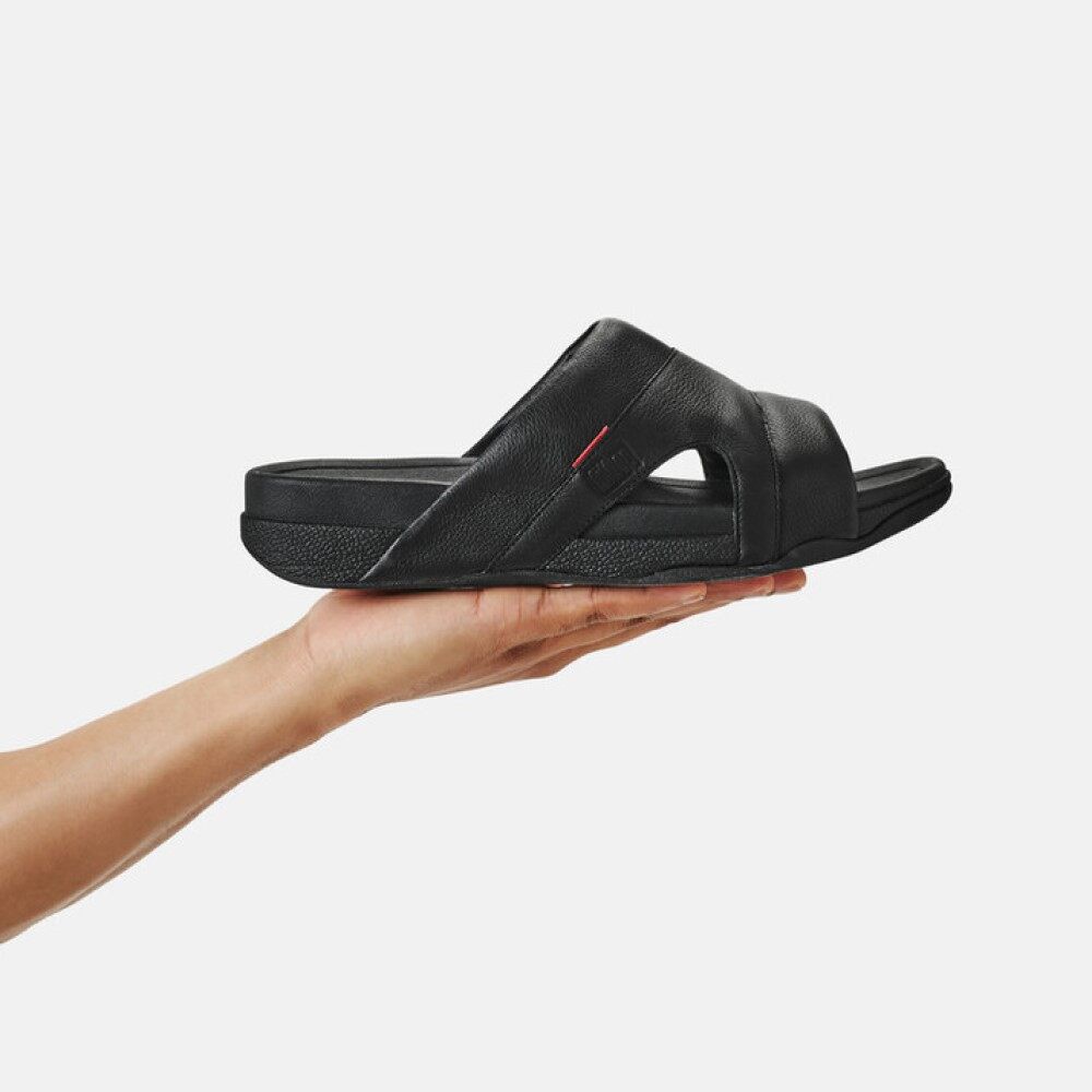 fitflop-freeway-pool-slide-in-leather-รองเท้าแตะแบบสวมผู้ชาย-รุ่น-l66-001-สี-black