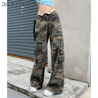 DaDuHey🎈 New American Style Retro Camouflage Cargo Pants Womens 2023 Summer New Low Waist Loose Drooping Wide Leg Jeans