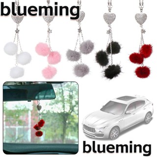 Blueming2 จี้คริสตัล รูปลูกบอลขน สําหรับกระจกมองหลังรถยนต์