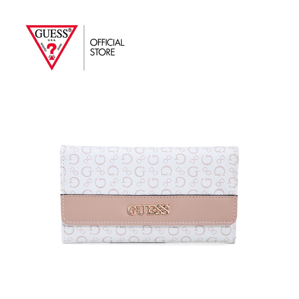 GUESS กระเป๋า รุ่น BG862351 ELLISON SLG SLIM AA1CLUTCH สีขาว กระเป๋า