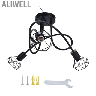 Aliwell 3 Heads Pendant Light Hollow Iron Ceiling Lamp Base For Bedroom E14 Bulb HT