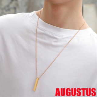 Augustus สร้อยคอโซ่ ทรงสี่เหลี่ยมผืนผ้า สีเงิน สีทอง สไตล์ฮิปฮอป สีดํา