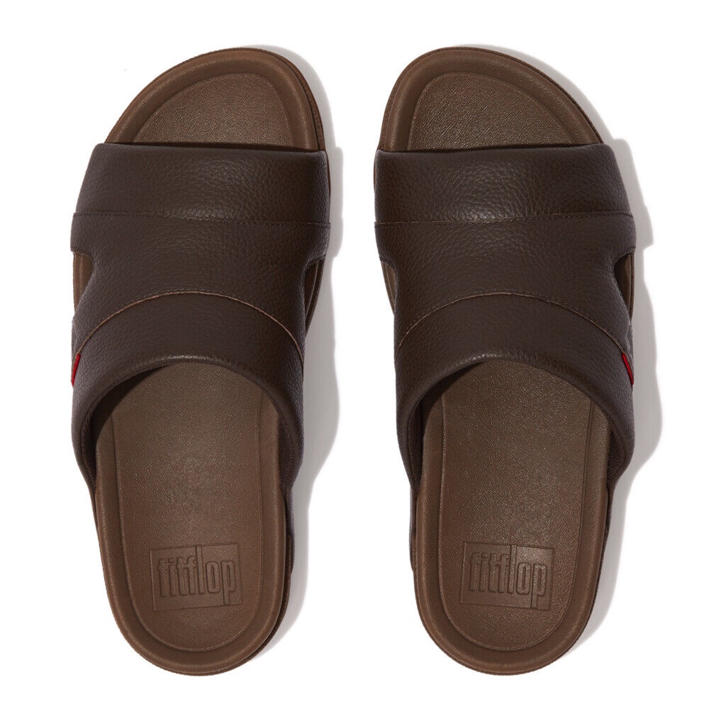 fitflop-freeway-pool-slide-in-leather-รองเท้าแตะแบบสวมผู้ชาย-รุ่น-l66-167-สี-chocolate-brown