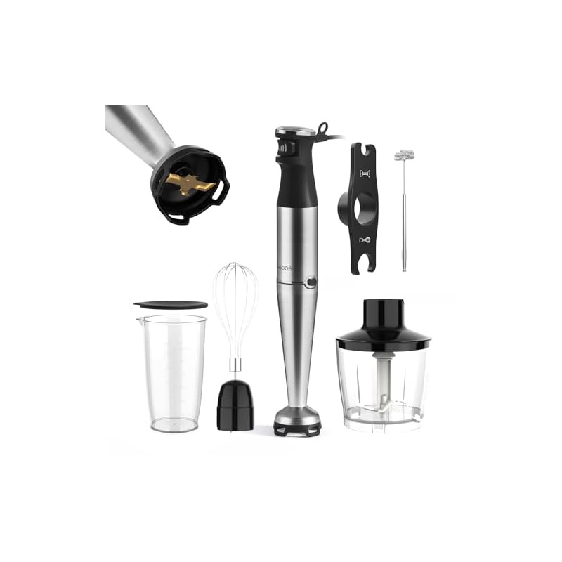 HAGOOGI Hand Blender 7in1 Christmas gift 1000W powerful, pot scratch