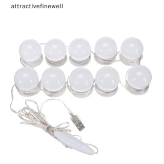 [attractivefinewell] หลอดไฟ LED สไตล์ฮอลลี่ ติดโต๊ะเครื่องแป้ง กระจก USB TIV
