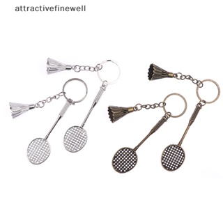 [attractivefinewell] พวงกุญแจไม้แบดมินตัน โลหะ ขนาดเล็ก สําหรับรถยนต์ กีฬา ของขวัญ TIV