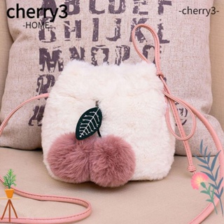 Cherry3 กระเป๋าสะพายไหล่ ประดับขนเฟอร์ ขนนิ่ม แฟชั่นฤดูใบไม้ร่วง ฤดูหนาว สําหรับผู้หญิง