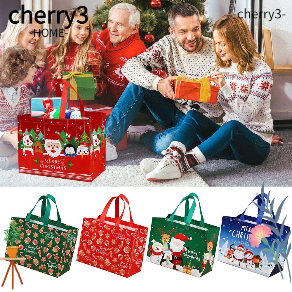 cherry3-ถุงผ้าไม่ทอ-แบบพับได้-สําหรับใส่ของเล่น-คริสต์มาส