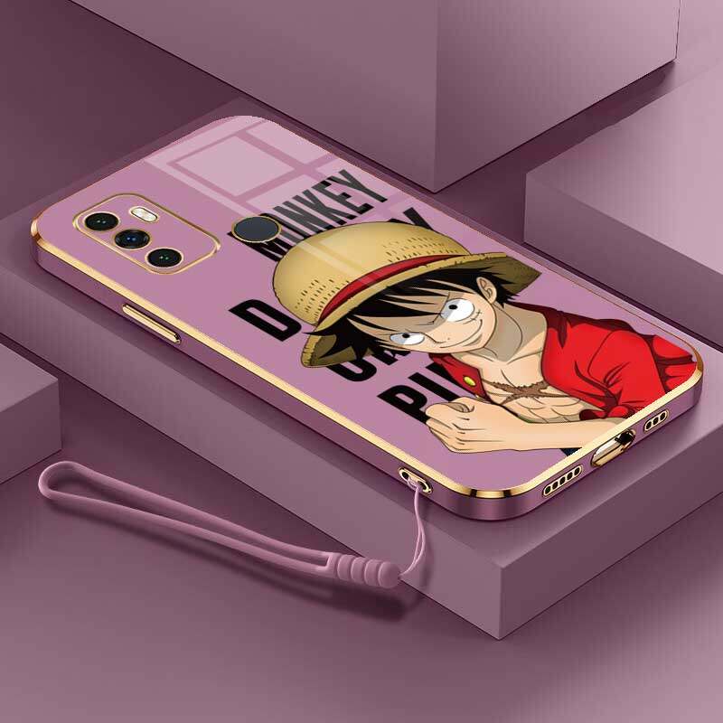 เคสซิลิโคนนิ่ม-ลายการ์ตูนลูฟี่-หรูหรา-พร้อมสายคล้อง-สําหรับ-oppo-a53-2020-a32-a11s-a33-2020-a53s-4g