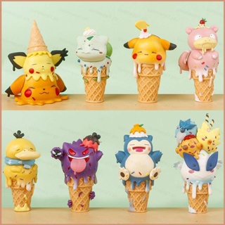 โมเดลฟิกเกอร์ รูป Pokemon Ice Cream Cone Pikachu Psyduck Bulbasaur Snorlax Gengar Slowpoke ของเล่นสําหรับเด็ก 23 8 ชิ้น