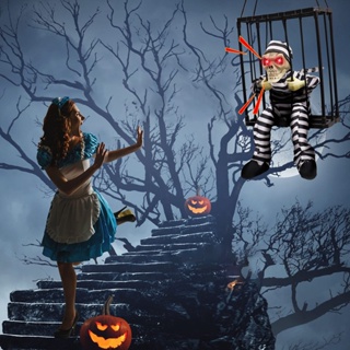 Halloween_ จี้นักโทษ สีแดง เรืองแสง สําหรับตกแต่งบ้านผีสิง เทศกาลฮาโลวีน