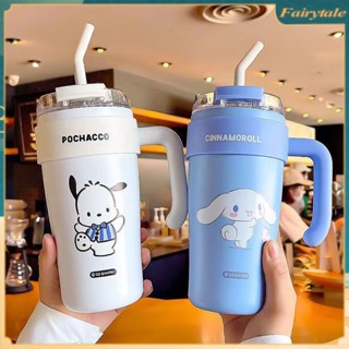 ❀ 850ml Sanrio กระติกน้ำร้อน Kuromi Hello Kitty Cinnamoroll กระติกน้ำสูญญากาศ ถ้วยฟางมูลค่าสูง แก้วเก็บความเย็นความจุขนาดใหญ่ ถ้วยเครื่องดื่มคู่ ของขวัญ