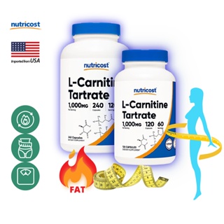 นูทรีคอสท์ แอล-คาร์นิทีน 1000 mg/s x (120/240) เม็ด Nutricost L-Carnitine /กินร่วมกับ แอปเปิ้ลไซเดอร์ บีซีเอเอ ซีแอลเ...