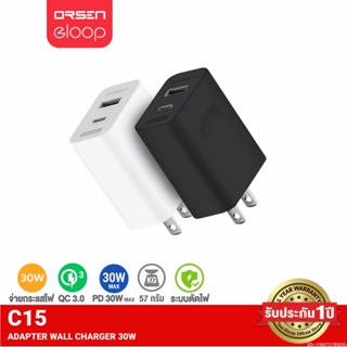 [รับประกัน 1 ปี] Orsen by Eloop C15 หัวชาร์จเร็ว PD 30W | QC 22.5W 2 Port USB Type C Adapter Fast Charge