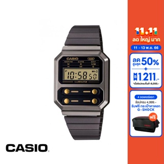 CASIO นาฬิกาข้อมือ CASIO รุ่น A100WEGG-1A2DF วัสดุสเตนเลสสตีล สีดำ