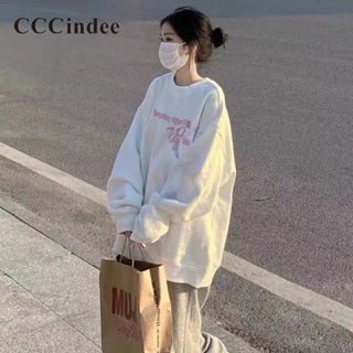 Cccindee ใหม่ เสื้อกันหนาวลําลอง แขนยาว คอกลม ทรงหลวม สีตัดกัน แฟชั่นสําหรับสตรี 2023