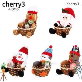 Cherry3 ตะกร้าใส่ขนม คุกกี้ ลายคริสต์มาส สโนว์แมน กวาง คริสต์มาส สําหรับเด็ก