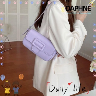 Daphne กระเป๋าสะพายไหล่ลําลอง หนัง PU ขนาดเล็ก จุของได้เยอะ สีพื้น สําหรับสตรี Y2k