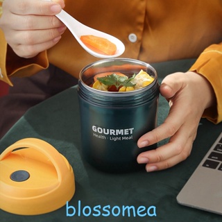 Blossomea ถ้วยซุปสุญญากาศ แบบสองชั้น พร้อมช้อน มีฉนวนกันความร้อน สําหรับพนักงานออฟฟิศ