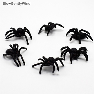 Blowgentlywind แมงมุมปลอม พลาสติก ยืดหยุ่น สีดํา ของเล่น ของขวัญฮาโลวีน 5 ชิ้น BGW