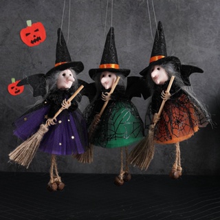 Halloween_ ตุ๊กตาแม่มด ผ้ากอซ แบบนิ่ม ขนาดเล็ก สําหรับแขวนตกแต่งฮาโลวีน