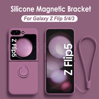 เคสโทรศัพท์มือถือ แบบฝาพับแม่เหล็ก กันกระแทก พร้อมสายคล้อง สําหรับ Samsung Galaxy Z Flip 5 4 3 5G Z Flip3 Flip4 Flip5