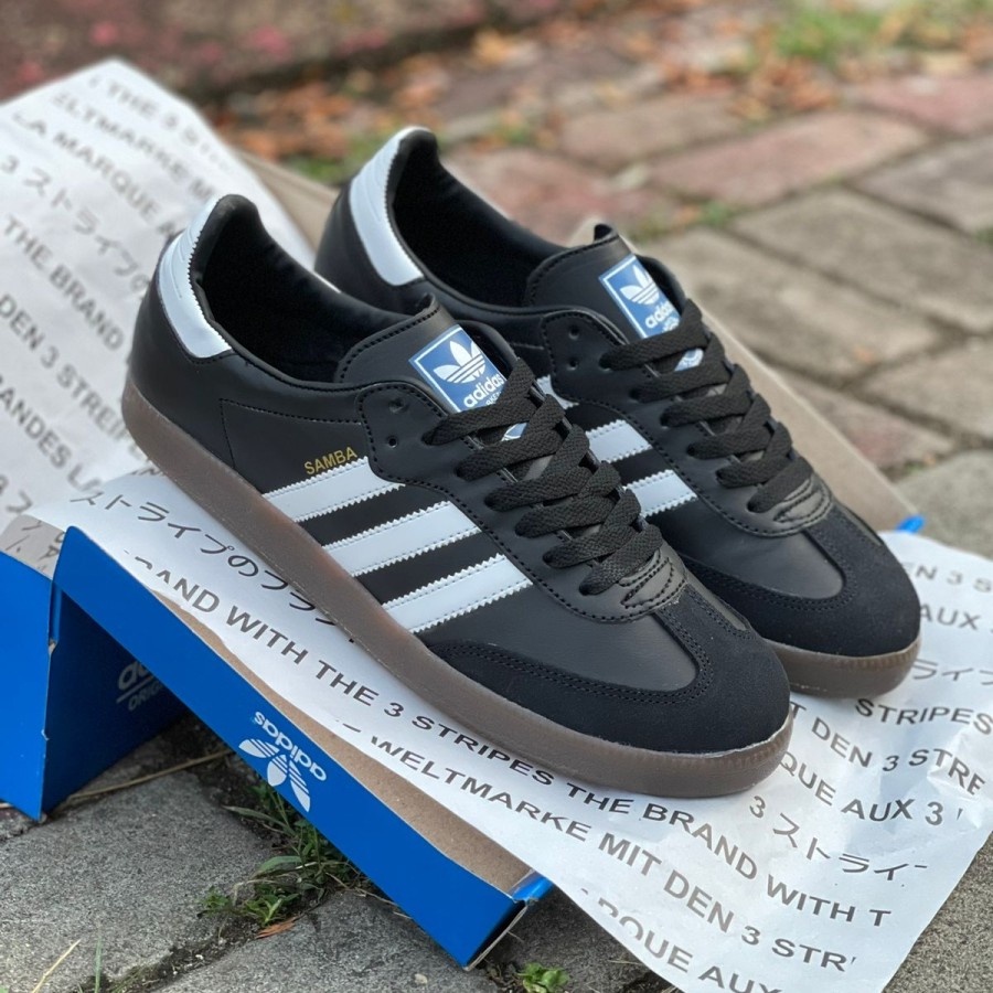 Adidas Samba 3 สายหนังคลาสสิกสีดำสีขาวผู้ชายผ้าใบเดิมแท้ 100% รองเท้า ...