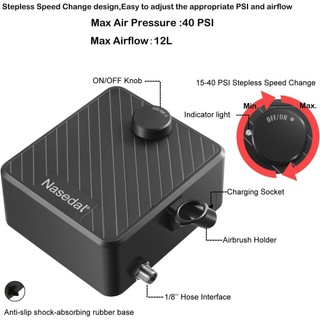 Nasedal อัพเกรด 40 PSI Air Compressor ความดันอากาศ Stepless ปรับ Air ...