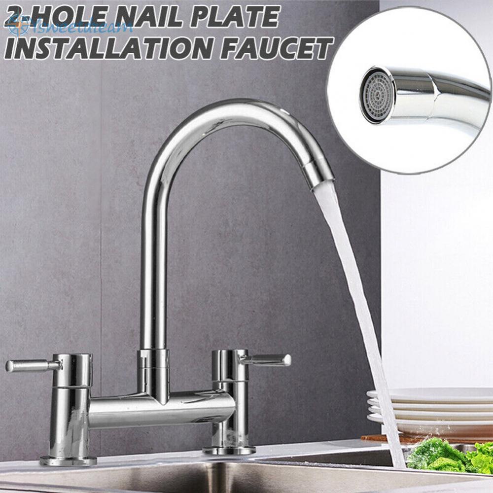 【SWTDRM】Chrome Kitchen Sink Faucet with Separate Hot and Cold Controls